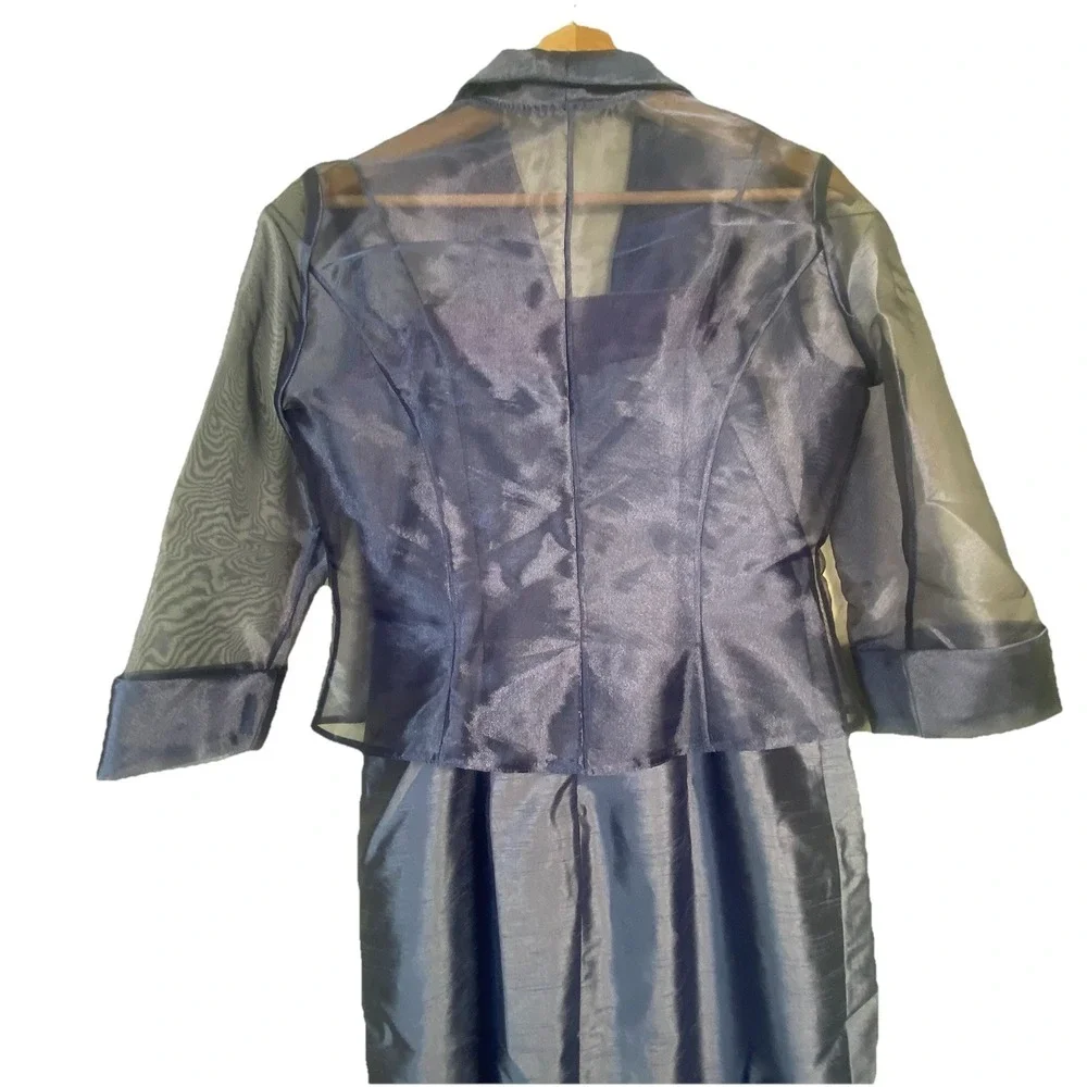 Alex Evening Purple Iridescent Evening Gown‎ with Sheer Organza Jacket Two Pc 6
